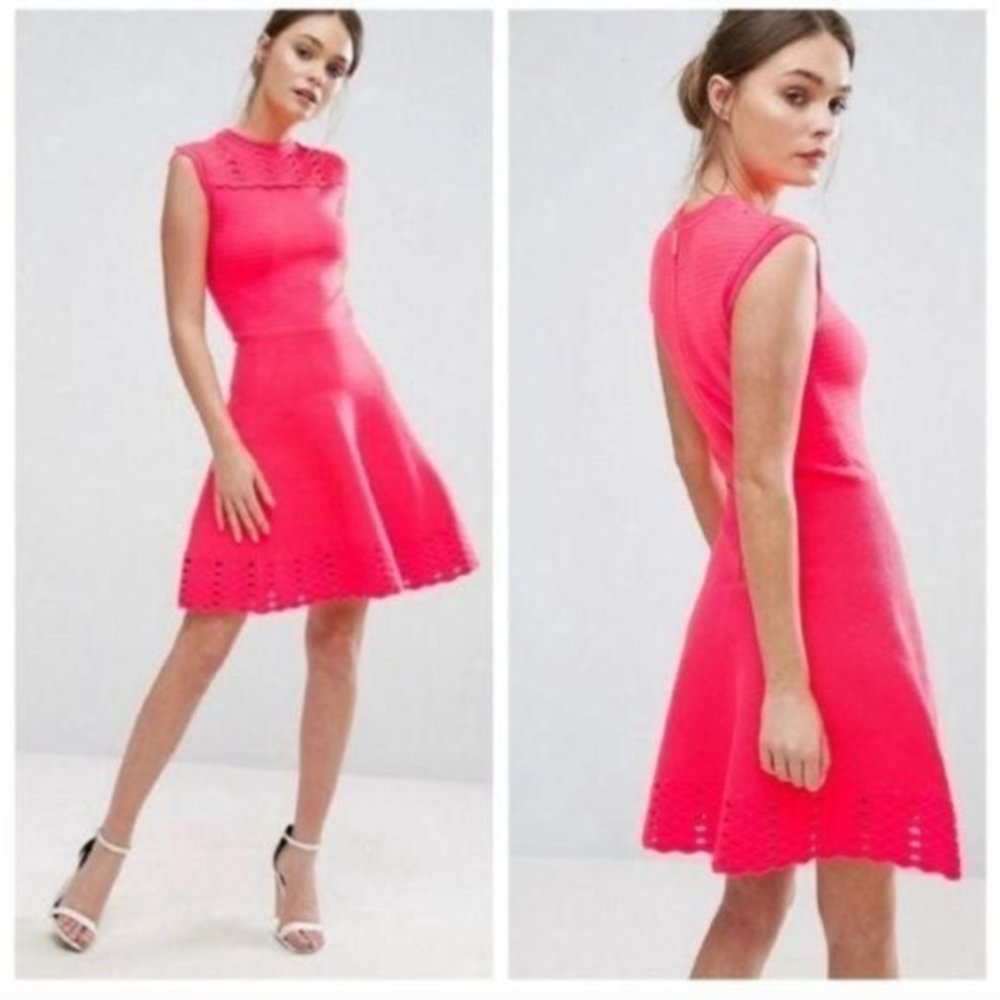 TED BAKER Zaralie Jacquard A-line Flared Dress NWT